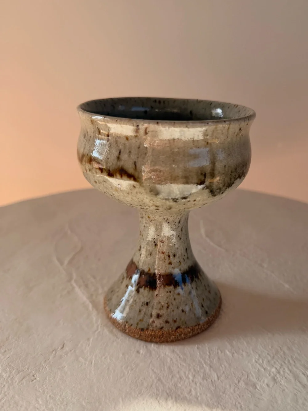 VINTAGE STUDIO POTTERY HANDMADE WINE GOBLET WABI SABI MCM MINIMAL QUIET LUXURY